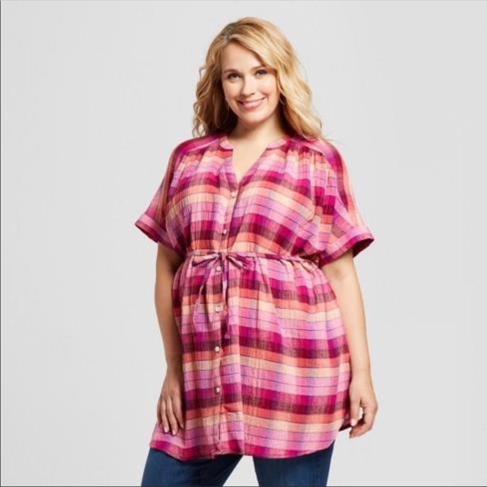 Plaid Maternity Top